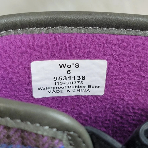 Sperry Rain Boots  Womens 6 Plaid Fabric Rubber Waterproof‎ Outdoor Preppy Cute - Picture 3 of 12